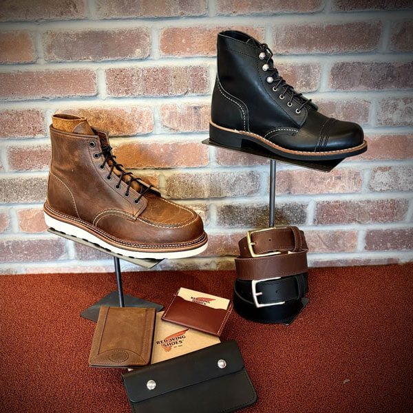 shoe, wallet, and belt display in Red Wing of Sheboygan, WI