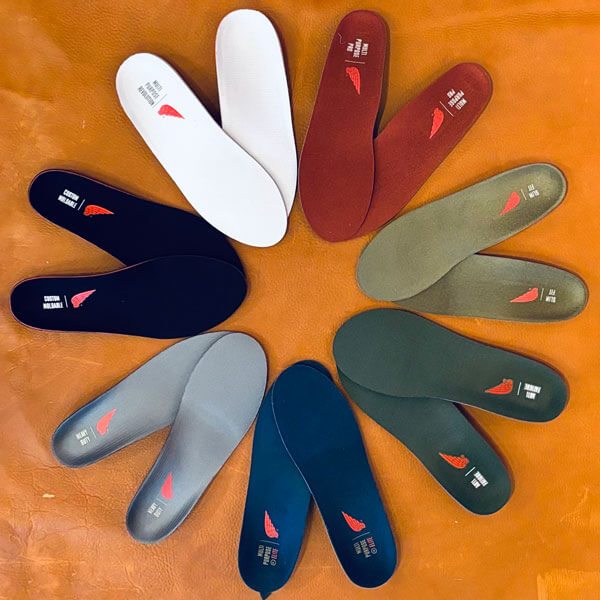 various Red Wing orthotics fanned in a circle