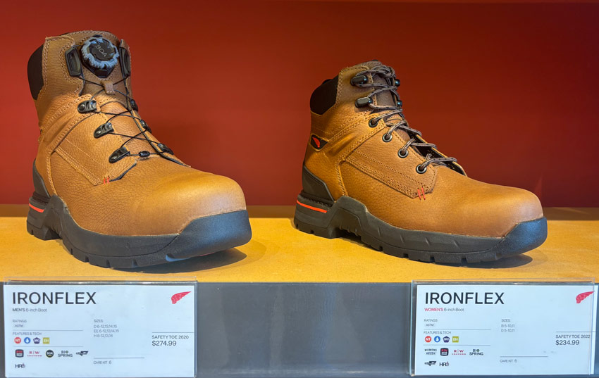 Iron-Flex work boots showcased in a retail store setting
